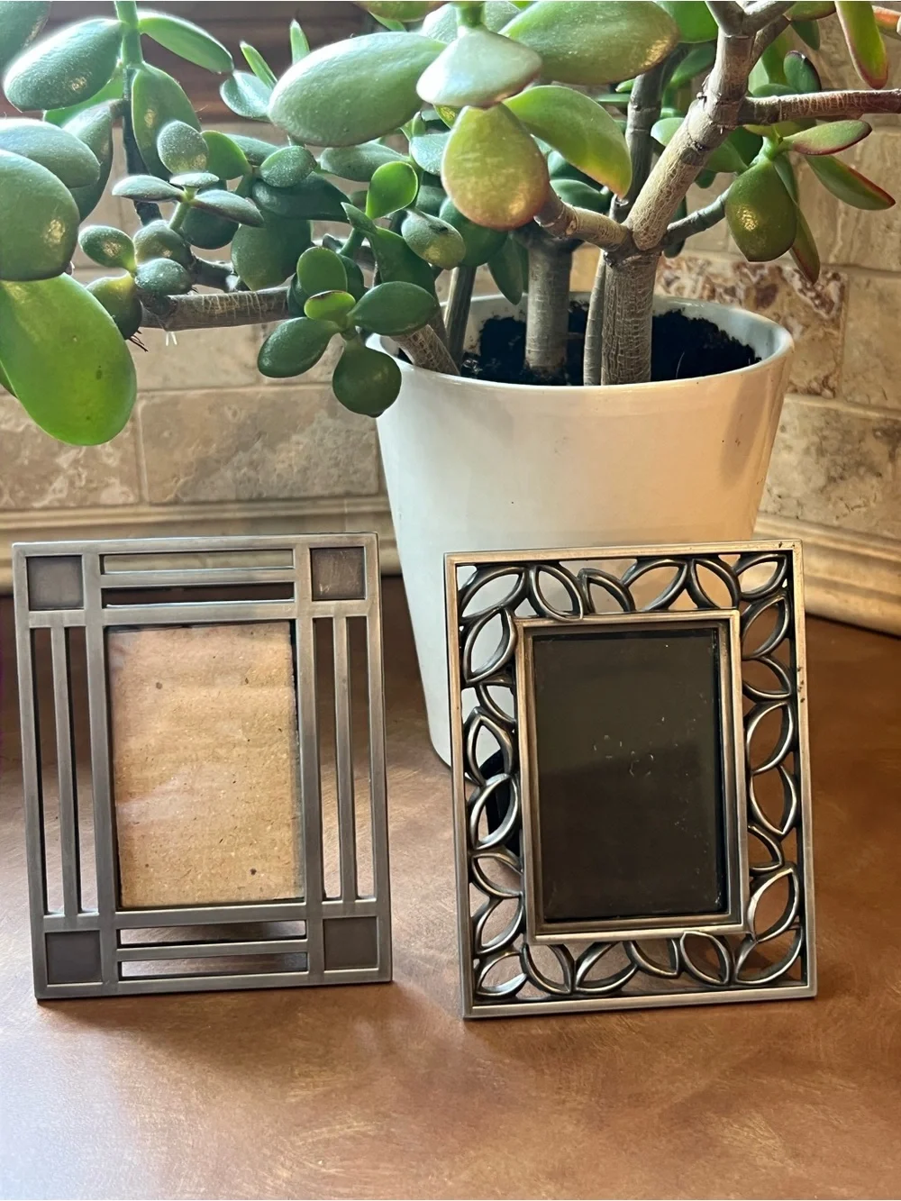 Art Deco Small Pewter Picture Frames - Set of 2 , Good condition